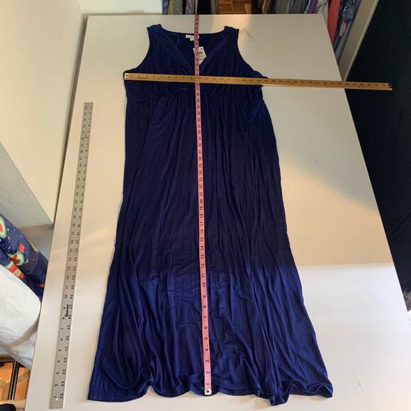 Charter Club Night Gown Womens XXL Dark Blue Lace Trim Chest Sleeveless Maxi - Picture 7 of 12
